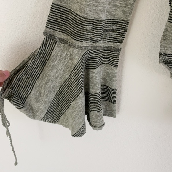 Free People Boho Green Striped Flare Long Sleeve Top - Picture 5 of 12